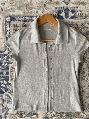 NWOT American Eagle Outfitters Gray Button-Up Polo Shirt